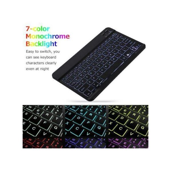 10" Wireless 7-color Light BT Keyboard Rechargeable