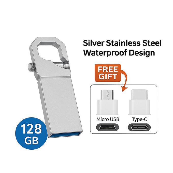 128 GB Metal Usb Flash Drive Sliver