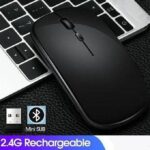 2.4G Optical Wireless Rechargeable Slim Bluetooth Mouse With USB - Black