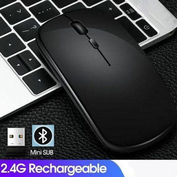 2.4G Optical Wireless Rechargeable Slim Bluetooth Mouse With USB - Black