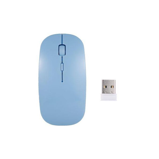 2.4G Wireless Mouse Portable Ultra-thin Mute Mouse 4 Keys Wireless Optical Mouse - Blue