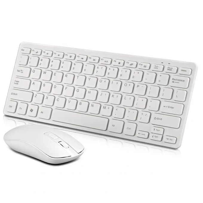 2.4GHz Mechanical Keyboard Wireless Slim Keyboard Mouse Kit - White