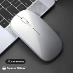 2.4GHz Ultra-Slim Rechargeable Wireless Mouse with Silent Buttons and Adjustable DPI - Silver