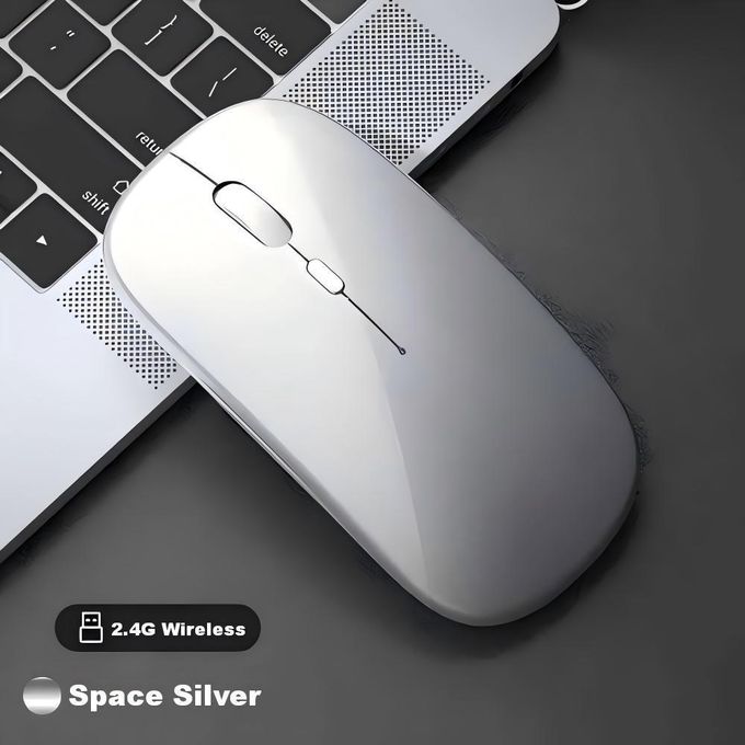2.4GHz Ultra-Slim Rechargeable Wireless Mouse with Silent Buttons and Adjustable DPI - Silver
