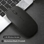 2.4GHz Ultra-Slim Rechargeable Wireless Mouse with Silent Buttons and Adjustable DPI - Black