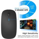 2.4GHz Ultra-Slim Rechargeable Wireless Mouse with Silent Buttons and Adjustable DPI - Black