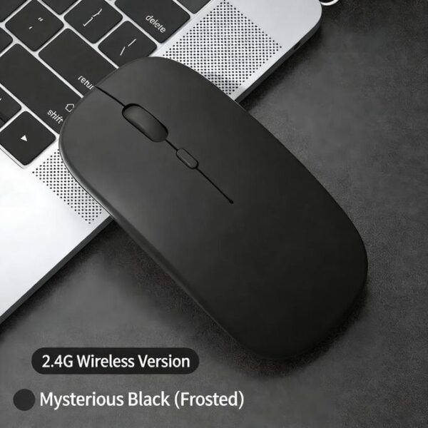 2.4GHz Ultra-Slim Rechargeable Wireless Mouse with Silent Buttons and Adjustable DPI - Black