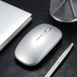 2.4GHz Ultra-Slim Rechargeable Wireless Mouse with Silent Buttons and Adjustable DPI - Silver