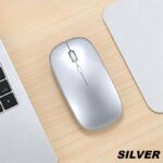 2.4GHz Ultra-Slim Rechargeable Wireless Mouse with Silent Buttons and Adjustable DPI - Silver