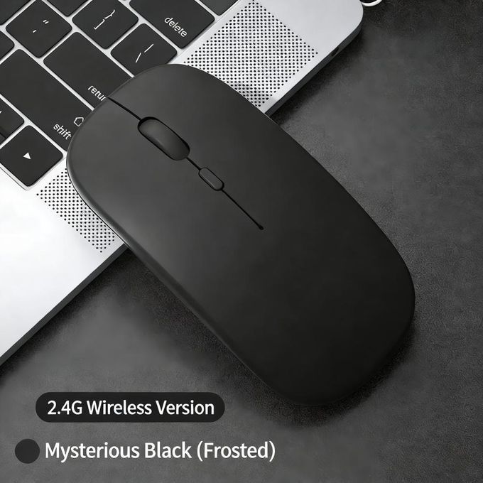 2.4GHz Ultra-Slim Rechargeable Wireless Mouse with Silent Buttons and Adjustable DPI - Black