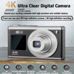 4K HD Optical Zoom Digital Camera 60MP Dual Screen Selfie Camera, No Memory(Silver)