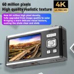 4K HD Optical Zoom Digital Camera 60MP Dual Screen Selfie Camera, No Memory(Silver)