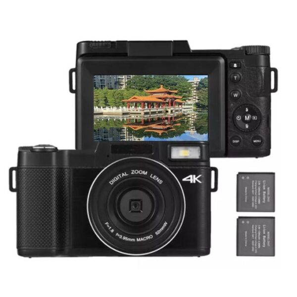 4K Vlog Camera 4X Zoom Digital Camera with 3.0 inch Flip Screen