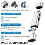 5 in 1 Card Reader, USB-A, Micro USB, Type-C Combo to 2-Slot TF, SD Card Reader OTG Card Adapter Compatible with Smartphone, Laptop, PC, Fast Transfer