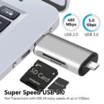 5 in 1 Card Reader, USB-A, Micro USB, Type-C Combo to 2-Slot TF, SD Card Reader OTG Card Adapter Compatible with Smartphone, Laptop, PC, Fast Transfer
