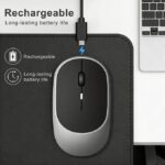 Bluetooth 5.0 & 2.4G Slim Silent Wireless Mouse, Rechargeable Silent Mouse for Office Laptop PC