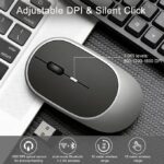Bluetooth 5.0 & 2.4G Slim Silent Wireless Mouse, Rechargeable Silent Mouse for Office Laptop PC