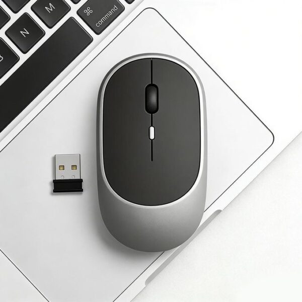 Bluetooth 5.0 & 2.4G Slim Silent Wireless Mouse, Rechargeable Silent Mouse for Office Laptop PC
