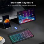 Bluetooth Keyboard for iPad Phones and Tablets RGB Light Wireless Keyboard Black