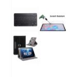 BLUETOOTH KEYBOARD With Leather Case 10.1 And Glass Black