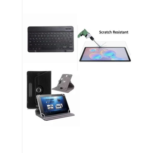 BLUETOOTH KEYBOARD With Leather Case 10.1 And Glass Black