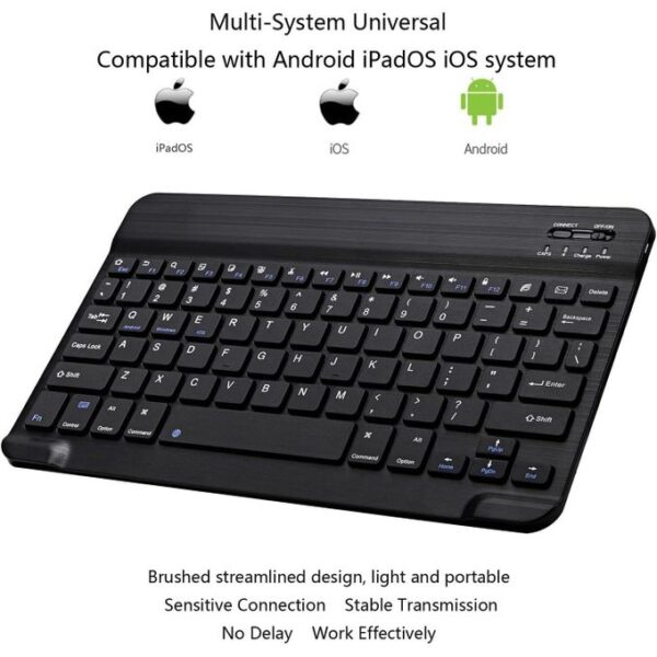 BT Keyboard Rechargeable Wireless Keyboard, Mini cordless Bluetooth PC Keyboard with Stable Type-C Connection, Silent and Ultra Slim