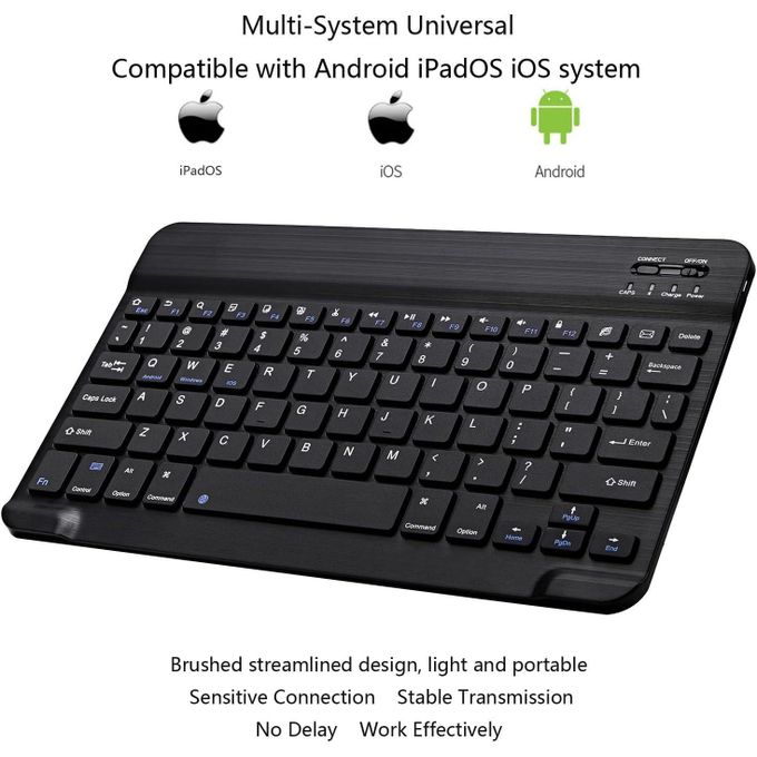 BT Keyboard Rechargeable Wireless Keyboard, Mini cordless Bluetooth PC Keyboard with Stable Type-C Connection, Silent and Ultra Slim