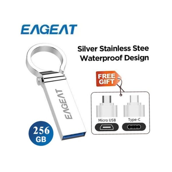 EAGEAT EAGEAT USB Flash Drive 256GB - Metal OTG Micro USB & Type-C