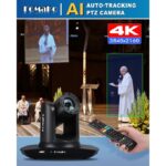 FOMAKO K20UH 4K HDMI PTZ Camera with AI Auto-Tracking(Gen 3), NDI HX3 Certified, 20X Optical Zoom, USB 3.0/LAN, PTZ Camera 4K for Church, Worship, Education, Conferences,(NDI...