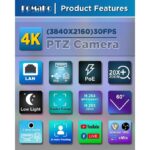 FOMAKO K20UH 4K HDMI PTZ Camera with AI Auto-Tracking(Gen 3), NDI HX3 Certified, 20X Optical Zoom, USB 3.0/LAN, PTZ Camera 4K for Church, Worship, Education, Conferences,(NDI...