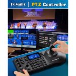 FOMAKO KC608 Pro NDI PTZ Controller (Black) - PoE, LCD Screen Preview, 4D Joystick, NDI Technology Included, for Church Live Streaming & Education