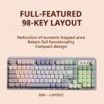 G98 Wired silent keyboard with colorful lights, 98 key layout, mechanical feel-Grey