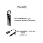 GtyGo 256 GB OTG Usb Flash Drive USB3.0 Adapter Type C 3 Units In 1 Set