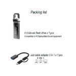 GtyGo 512 GB OTG Usb Flash Drive USB3.0 Adapter Type C 3 Units In 1 Set