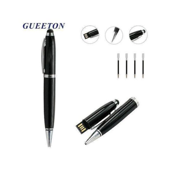 GUEETON 128GB OTG Usb Flash Drive Ballpoint Pen BLACK with 4 pcs spare refills