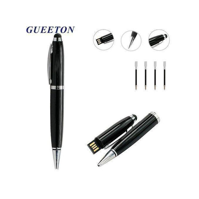 GUEETON 128GB OTG Usb Flash Drive Ballpoint Pen BLACK with 4 pcs spare refills