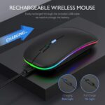 GUEETON LED 2.4G Rechargeable Wireless Mouse Bluetooth 2 Modes