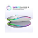 GUEETON Ultra-thin Wireless Mouse 2.4G Bluetooth Dual Mode Rechargeable Silver
