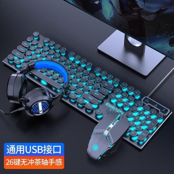 GX330 wired backlit keyboard Cool backlight Ergonomic design Waterproof and dustproof Used for office and games-Black Blue Light