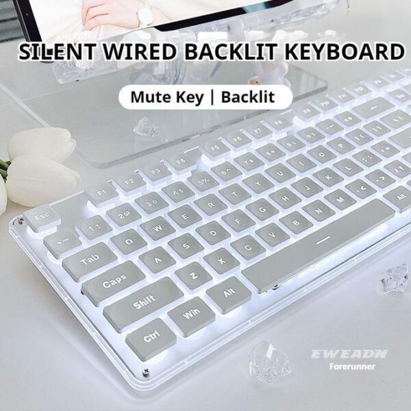 GX710 wired backlit keyboard Cool backlight Ergonomic design Waterproof and dustproof Used for office and games-White