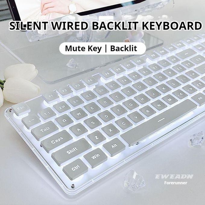 GX710 wired backlit keyboard Cool backlight Ergonomic design Waterproof and dustproof Used for office and games-White