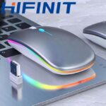 Hifinit Wireless Mouse 2.4G Bluetooth Dual Mode Rechargeable Silver