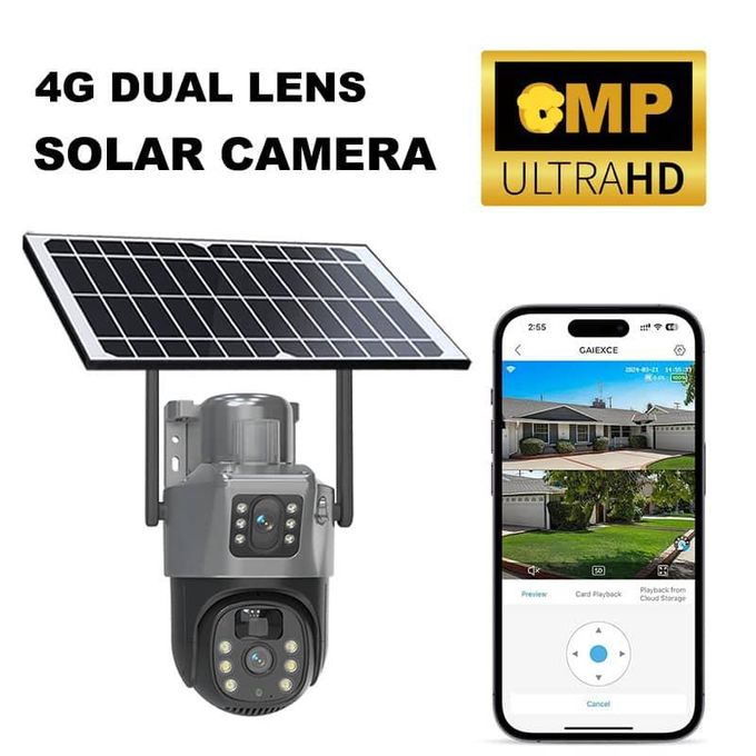 HIGH QUALITY DUAL LENS SOLAR-POWERED AUTO_TRACKING 4G ROTATIONAL CCTV CAMERA WITH TWO WAY AUDIO