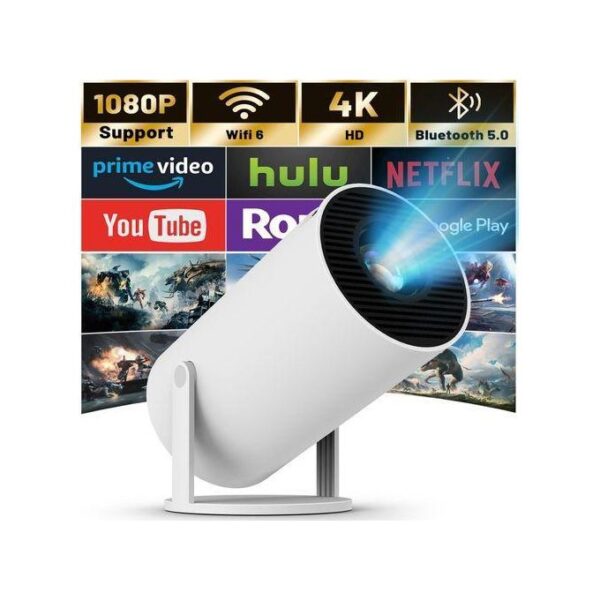 HY300Pro Mini Projector With Bluetooth, 4K 1080P, 16gb ROM,supports HDMI