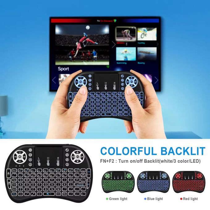 i8 Mini Wireless Keyboard - Black - Touchpad - USB Receiver - 2.4G - Compatible with PC, TV Box
