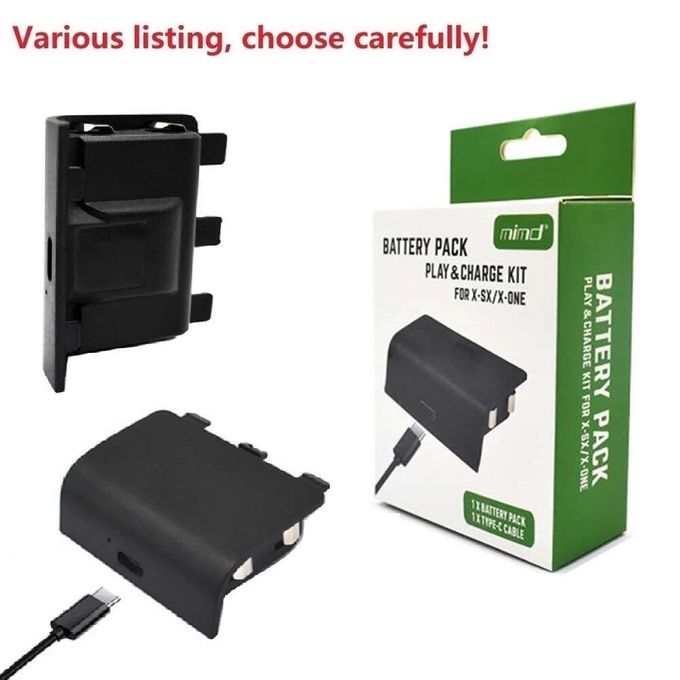 Mimd Rechargeable Battery Pack & Play and Charge Kit for Xbox Series X/S & Xbox One Controllers