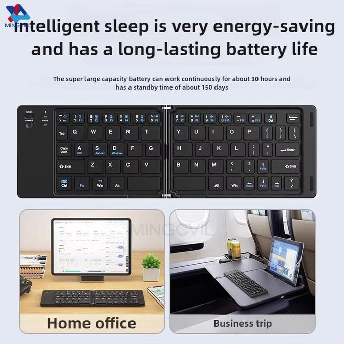 Mini Foldable Wireless Keyboard Slim Portable Bluetooth5.0 Keyboard Rechargeable Folding Keyboard for IOS Windows Androids