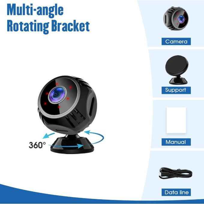 Mini WiFi Security Camera 1080P - Black - Motion Detection, Night Vision