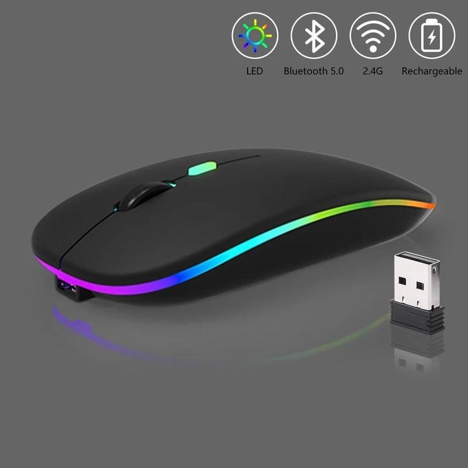 Mouse 189 Ultra-thin Wireless Mouse 2.4G Bluetooth Dual Mode Rechargeable Black