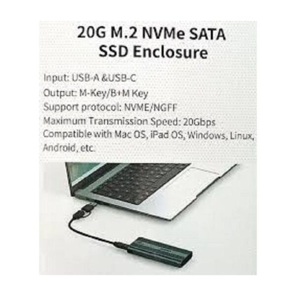 Onten OTN-UCA325 M.2 NVMe SSD Enclosure – USB 3.1 Type-C High-Speed External Case
